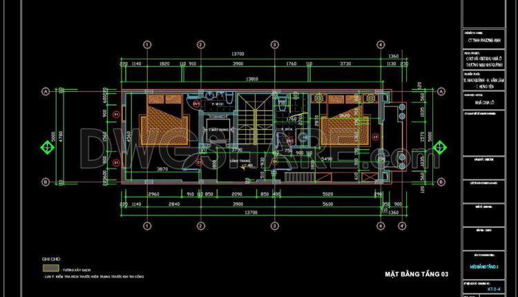 353. CAD design drawings for a 4-story townhouse with dimensions of 5m x 16m