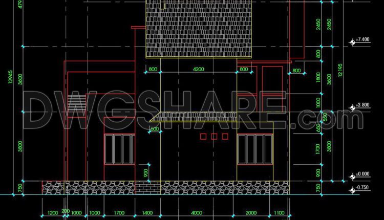 359. Download CAD Design Drawings for a 2-Story House with Dimensions 12.7m x 12.4m