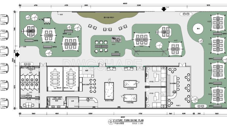 36. Download CAD Floor Plan Drawings for Outdoor Camping Entertainment Layout