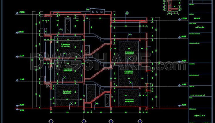 360. Download CAD Design Drawings for a 4-Story House with Dimensions 4.8m x 15m