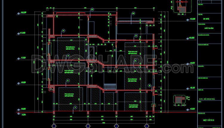360. Download CAD Design Drawings for a 4-Story House with Dimensions 4.8m x 15m