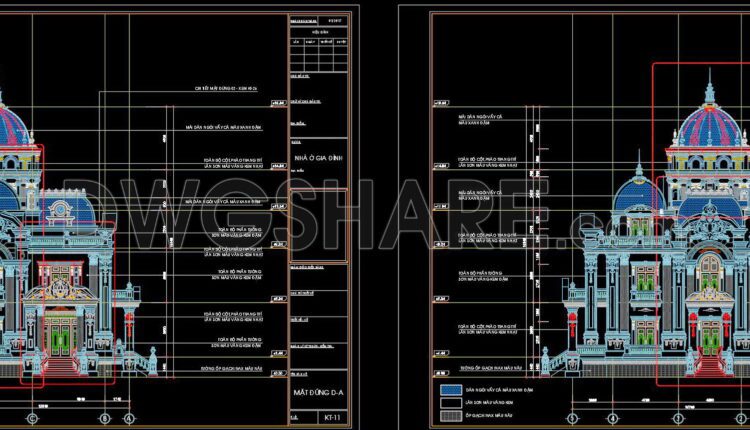 362. Download CAD design drawings for a 3-story French classical villa with dimensions of 12.3m x 16.7m