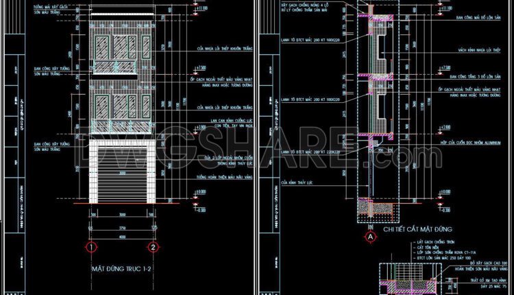 363. Download CAD Design Drawings for a 3-Story House with Dimensions 4m x 15.8m