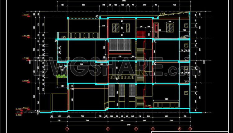 365. Download CAD Design Drawings for a 4-Story House with Dimensions 5m x 19.8m (5)