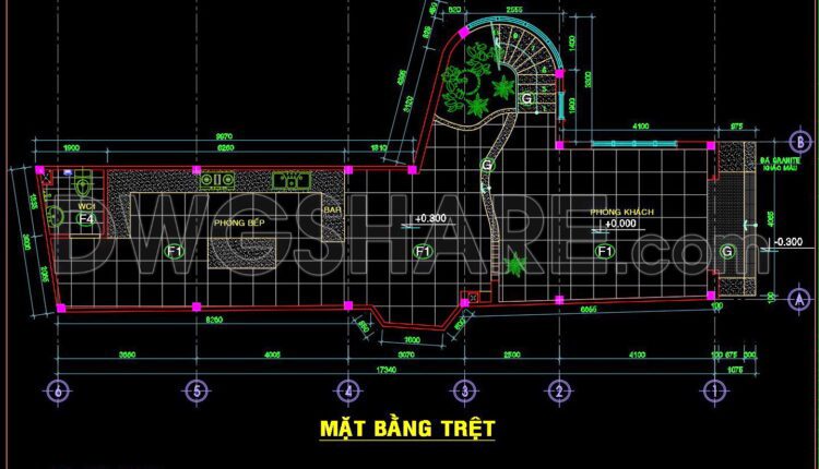 39. Download free detailed CAD drawings of floor plans for a 4-story townhouse