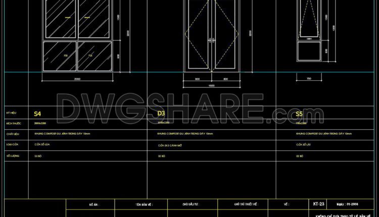 531. Detailed CAD Drawings Of Doors, Windows For Download