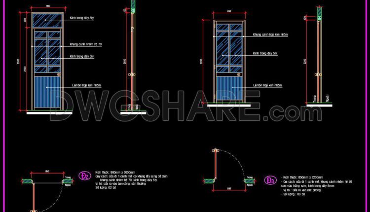 532. Detailed CAD Drawings Of Doors, Windows For Download