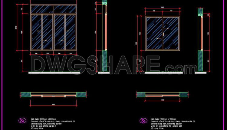 532. Detailed CAD Drawings Of Doors, Windows For Download