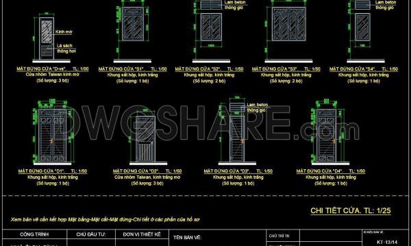 533. Detailed CAD Drawings Of Doors, Windows For Download