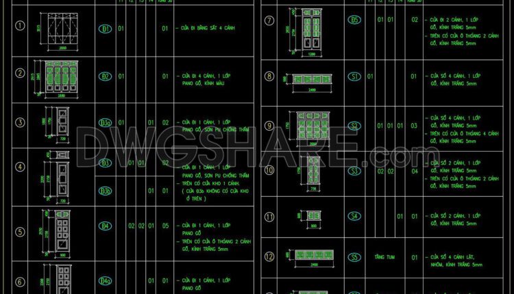 554. Detailed CAD Drawings Of Doors, Windows For Download