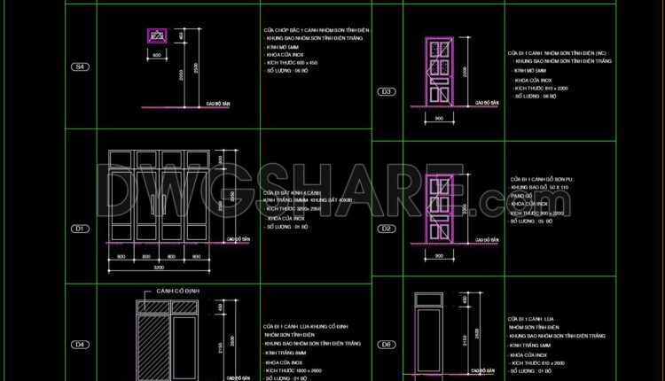 558. Detailed CAD Drawings Of Doors, Windows For Download
