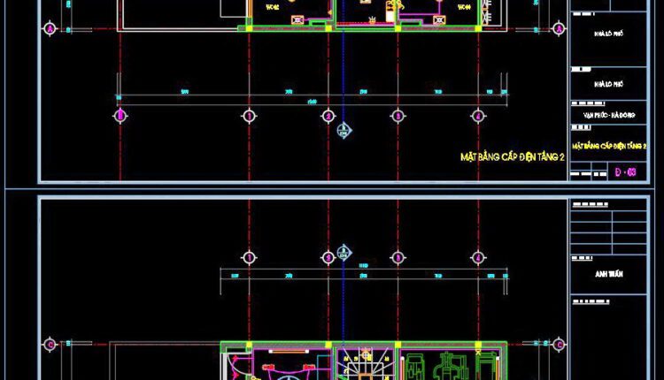 89. CAD drawings for detailed electrical designs for a 3-story townhouse