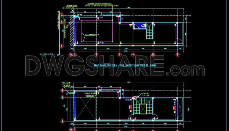 100. CAD drawings for detailed electrical designs for a 3-story townhouse