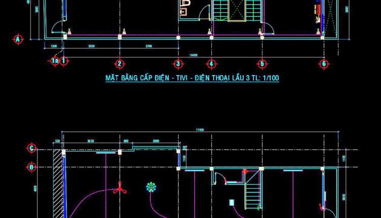 100. CAD drawings for detailed electrical designs for a 3-story townhouse