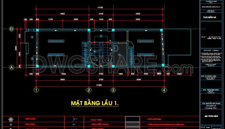 121. Detailed CAD drawings for the ceiling layout design of a 2-story townhouse