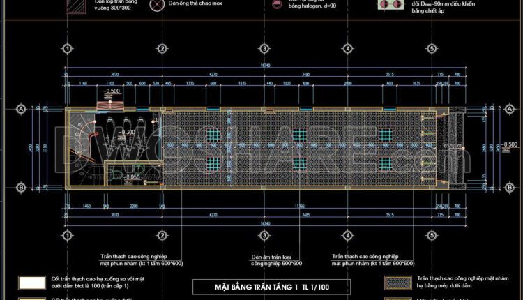 122. Detailed CAD drawings for the ceiling layout design of a 4-story townhouse