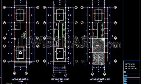 2 years ago
                

                
             453130. Detailed CAD drawings for the ceiling layout design of a 3-story townhouse