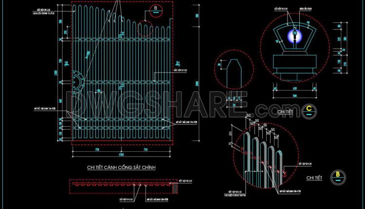 153. CAD drawings detailing gates and fences available for download