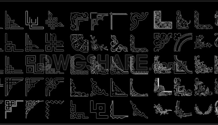 173. Free CAD Blocks Decorative Corners Design Elements