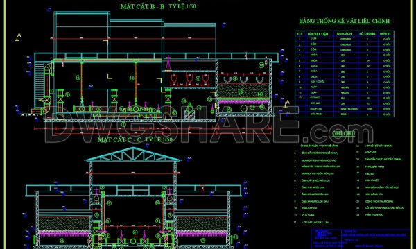 213. Free download of detailed structural CAD drawings for filtration tanks