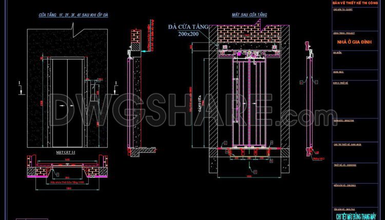 227. Download free CAD drawings of residential elevator technical designs