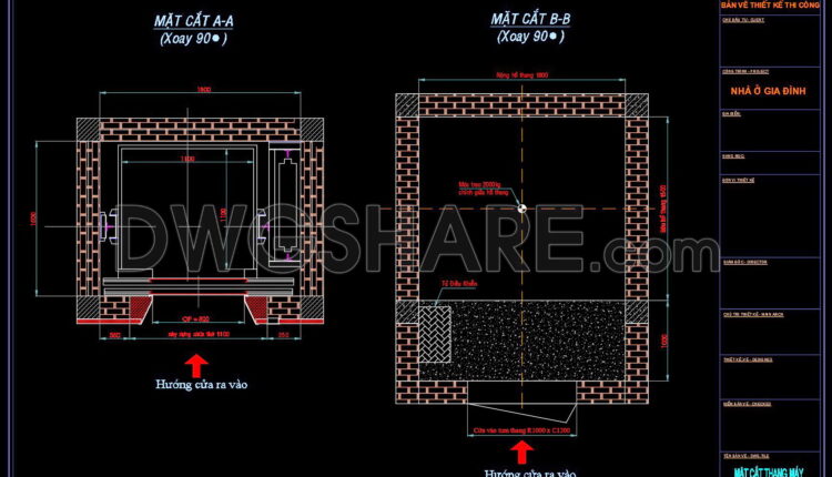 227. Download free CAD drawings of residential elevator technical designs