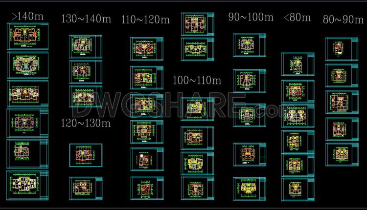 230. Functional layout plans of apartments ranging from 90m2 to 140m2