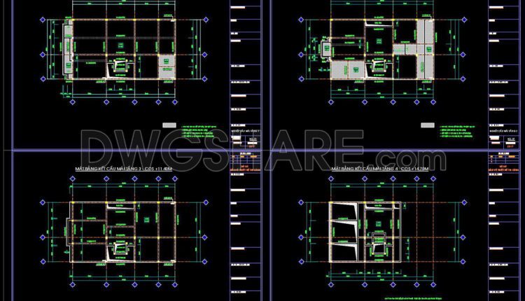 267. Structural Drawings Of 4-Story House A Complete Project 9.7m x 16.8m For Download