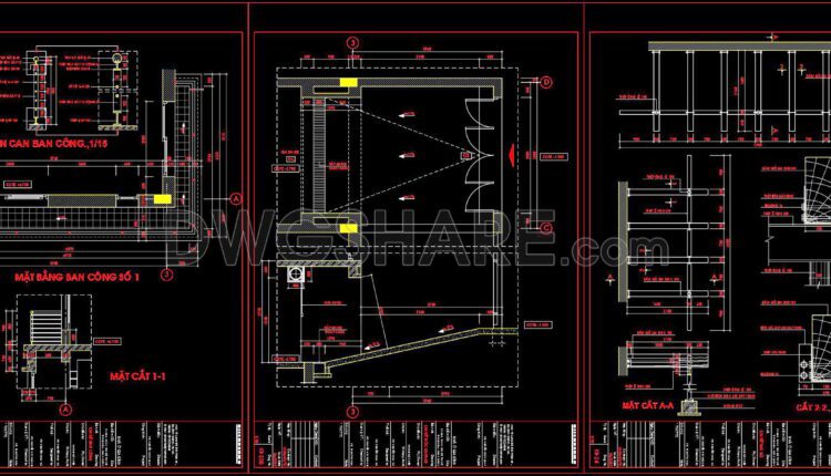 340. Free download of detailed architectural CAD drawings for elevations, glass roofs, stairs, and balconies