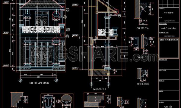 342. Free download of detailed architectural CAD drawings for elevations and balconies