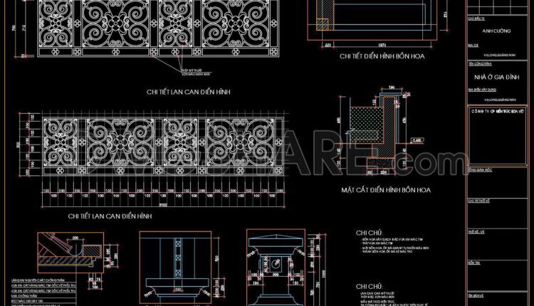 342. Free download of detailed architectural CAD drawings for elevations and balconies