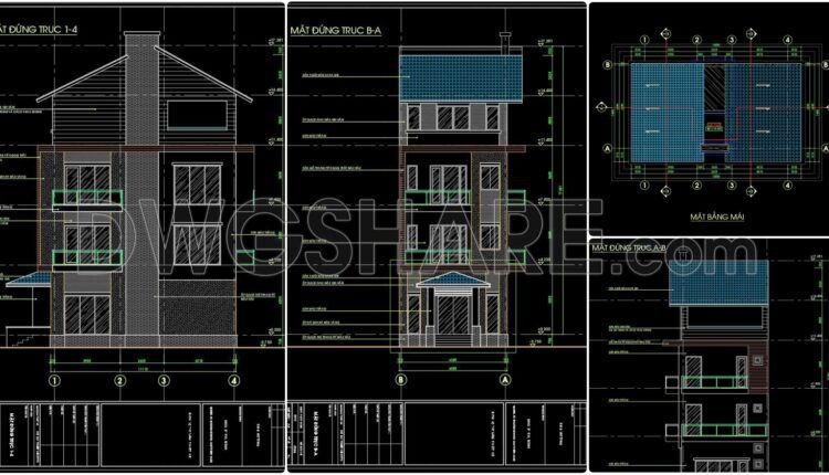 368. Download CAD Design Drawings for a 4-Story House with Dimensions 6.5m x 13.2m