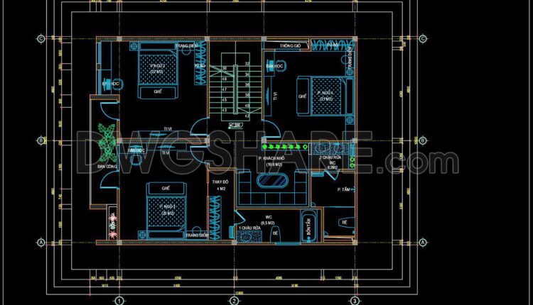 371. Download CAD Design Drawings for a 3-Story House with Dimensions 10m x 12.8m