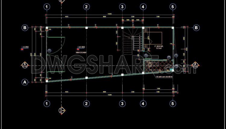 372. Download CAD Design Drawings for a 4-Story House with Dimensions 6.2m x 14.2m