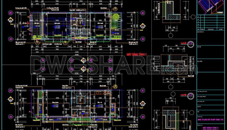 376. Download CAD Design Drawings for a 5-Story House with Dimensions 5m x 16.5m