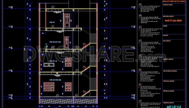 378. Download CAD Design Drawings for a 4-Story House with Dimensions 10m x 17m