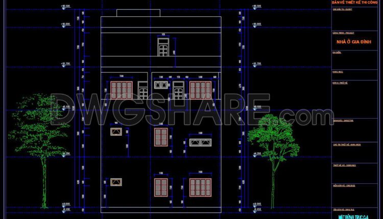378. Download CAD Design Drawings for a 4-Story House with Dimensions 10m x 17m
