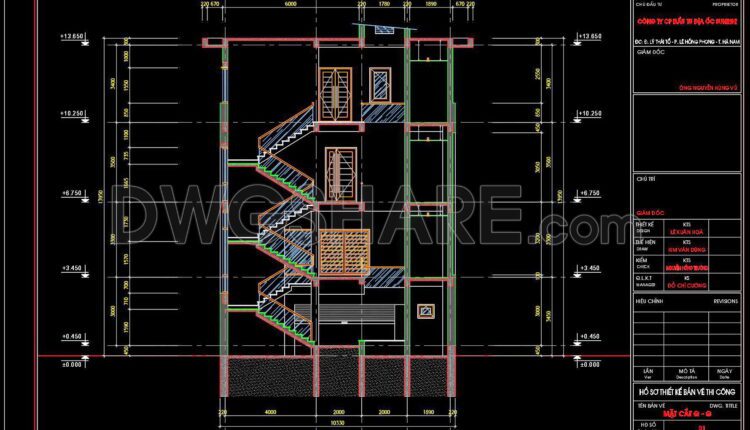 379. Download CAD Design Drawings for a 4-Story House with Dimensions 10.3m x 13.3m
