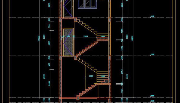 380. Download CAD Design Drawings for a 3-Story House with Dimensions 4.5m x 22m