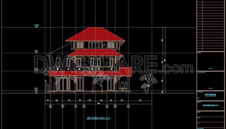 381. Download CAD Design Drawings for a 3-Story House with Dimensions 13.2m x 19.5m