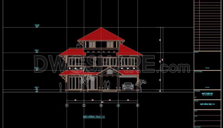 381. Download CAD Design Drawings for a 3-Story House with Dimensions 13.2m x 19.5m