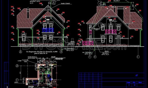 384. Download CAD Design Drawings for a 2-Story House with Dimensions 11.5m x 13.7m