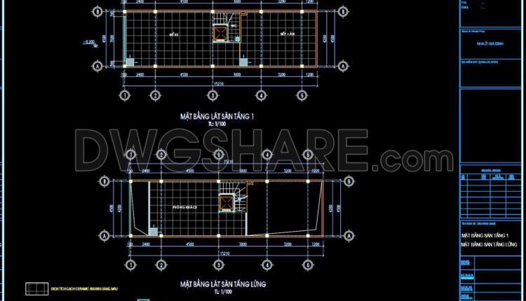46. Download free detailed CAD drawings of floor plans for a 6-story townhouse