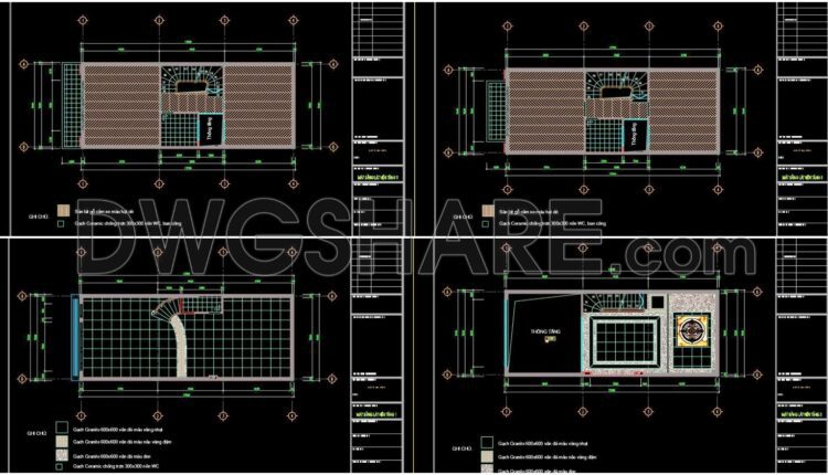 50. Download free detailed CAD drawings of floor plans for a 3-story townhouse