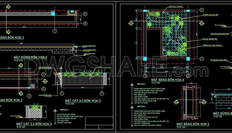 511. Free download of detailed architectural CAD drawings for facades, balconies, staircases, and restrooms in townhouses