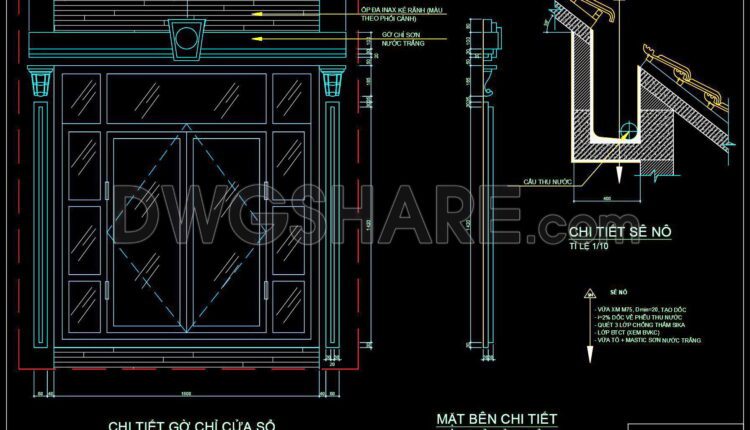 511. Free download of detailed architectural CAD drawings for facades, balconies, staircases, and restrooms in townhouses