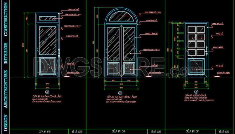 562. Detailed CAD Drawings Of Doors, Windows For Download