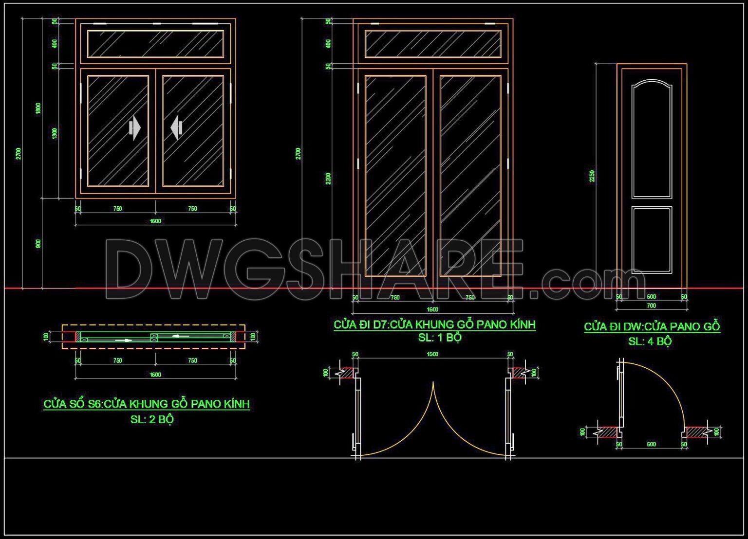 563. Detailed CAD Drawings Of Doors, Windows For Download