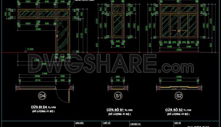 564. Detailed CAD Drawings Of Doors, Windows For Download