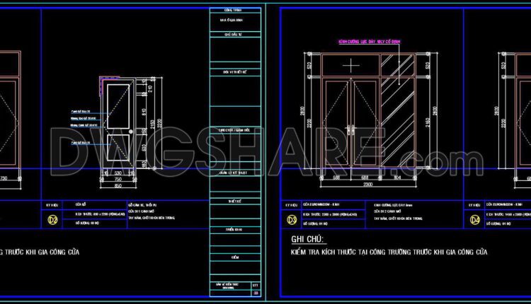 580. Detailed CAD Drawings Of Doors, Windows For Download